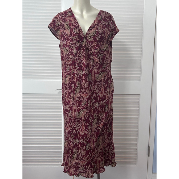 Venezia Jeans Dresses & Skirts - Venezia Silk Midi Dress Paisley Red Twist Front Plus Size 18/20 Lined